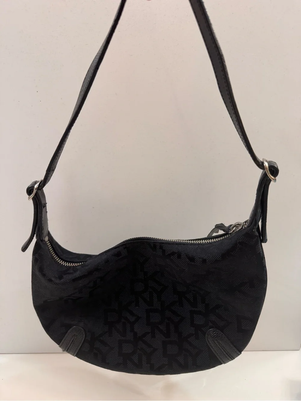 DKNY Black Monogram Crossbody Shoulder Bag